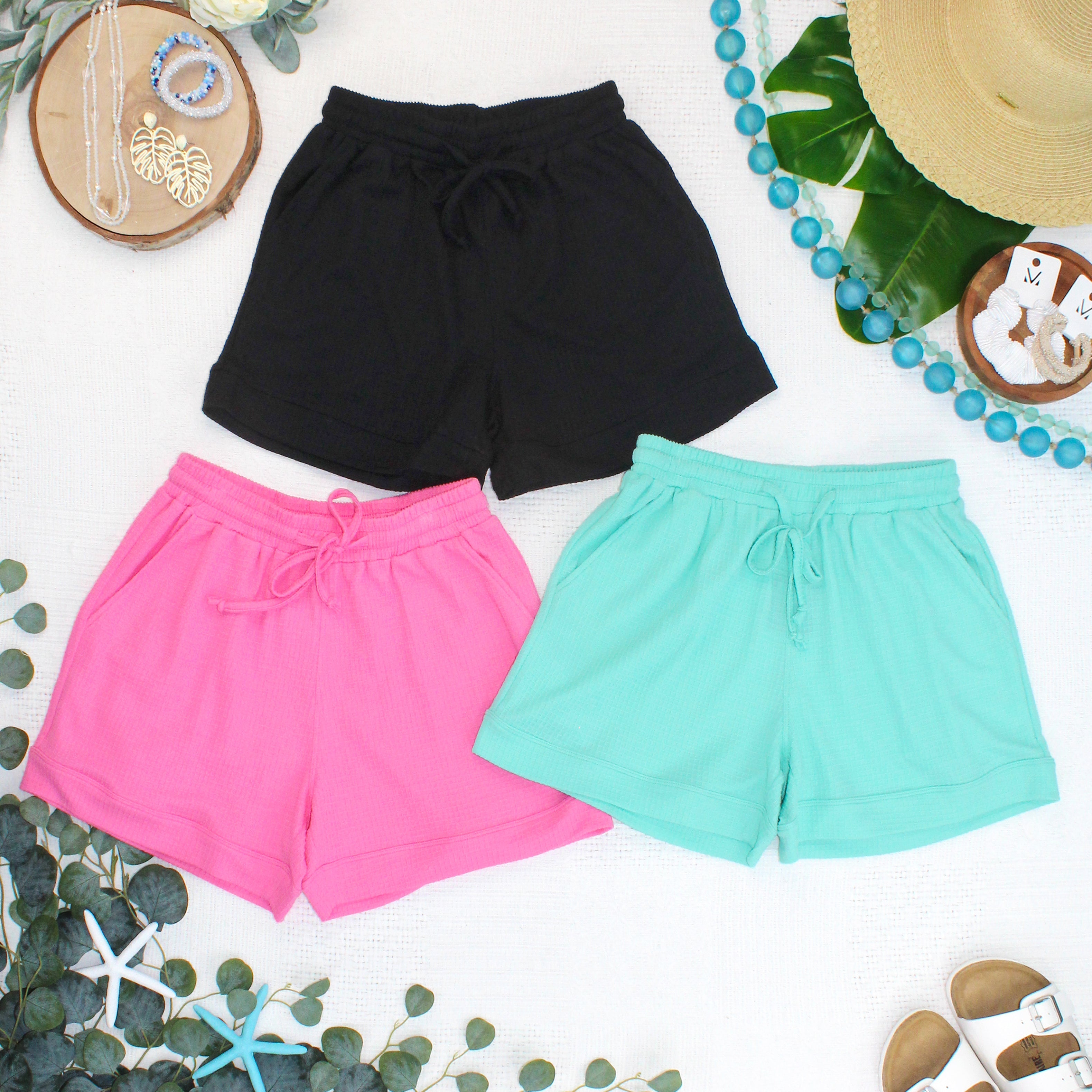 Weslie Waffle Shorts - Black