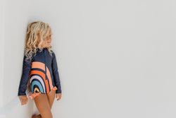 Rainbow Navy Zip Rash guard Swimsuit