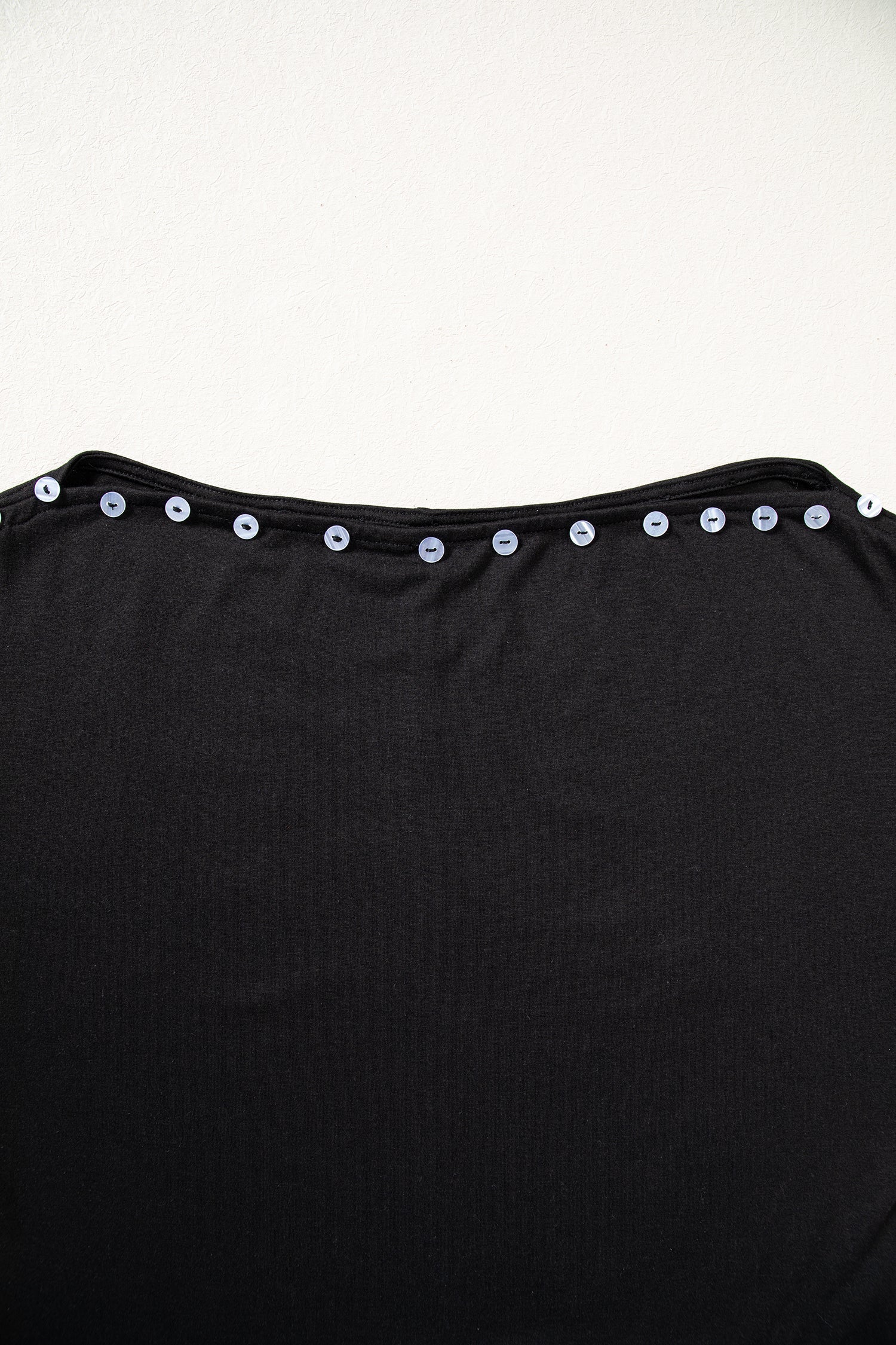 Solid Buttoned Off Shoulder 3/4 Sleeve Top