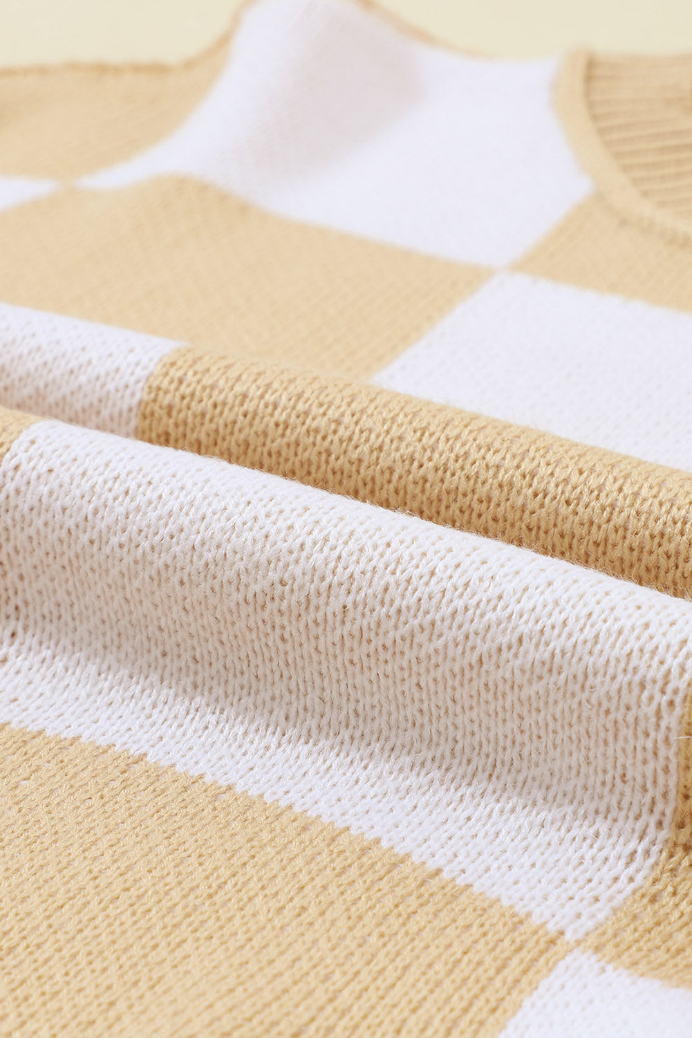 Checker Exposed Seam Drop Shoulder Long Sleeve Sweater