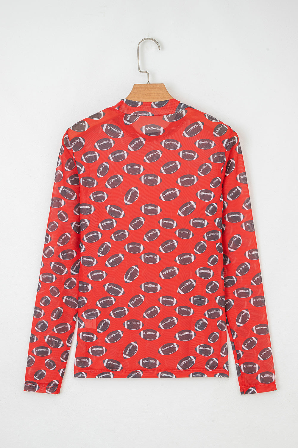 Game Day Football Sheer Mesh Long Sleeve Top