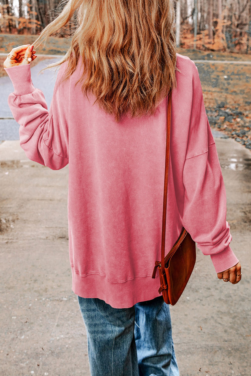 Early Access - Dropped Shoulder Round Neck Long Sleeve Blouse