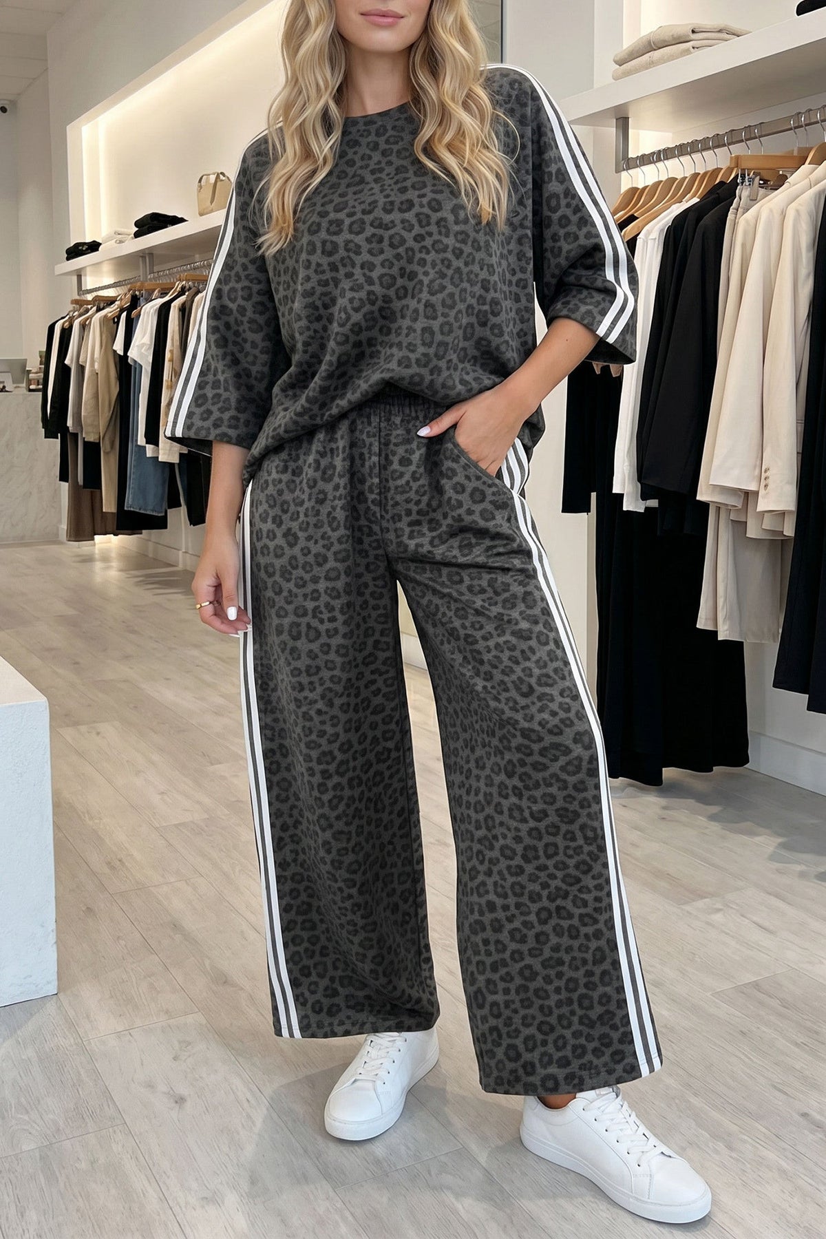Leopard Varsity Stripe Pant Set WTW