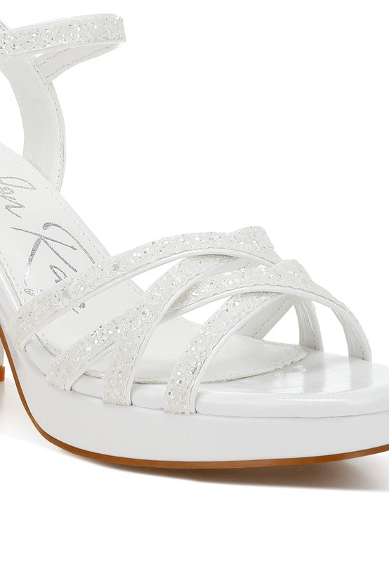 Sparks Fly Glitter Strappy Block Sandals