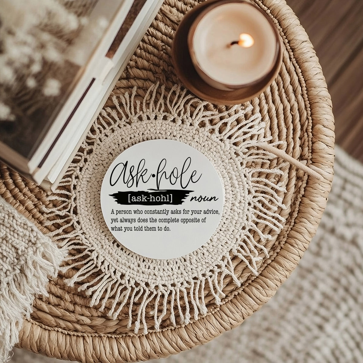 Funny coworker presents
Office humor gifts
Funny bar coasters
Humorous drink accessories
Sarcastic cocktail coasters
