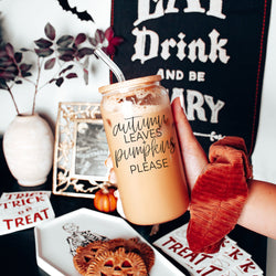 Mother's autumn essential drinking glass set
Mom humor fall season glass tumbler gift
Parent life pumpkin spice glass tumbler set
