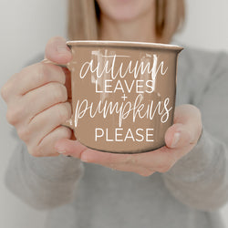 Pumpkin Theme Fall Mug Collection Brown Design
Fall Leaves Coffee Mug Brown Ceramic Collection