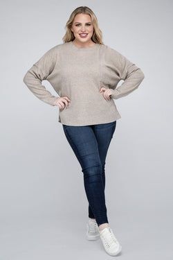 Plus Ribbed Brushed Melange Hacci Sweater