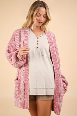 VERY J Cable Knit Open Front Cardigan