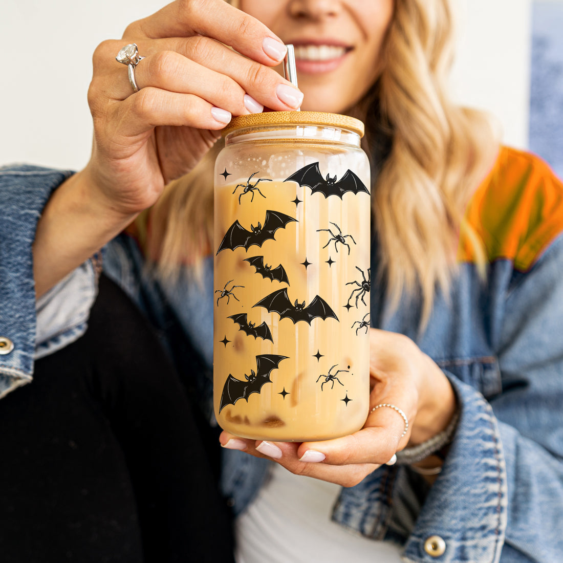 spooky coffee bar essential
halloween party drink set
designer halloween tumbler
premium spooky glass set
luxury bat pattern drink