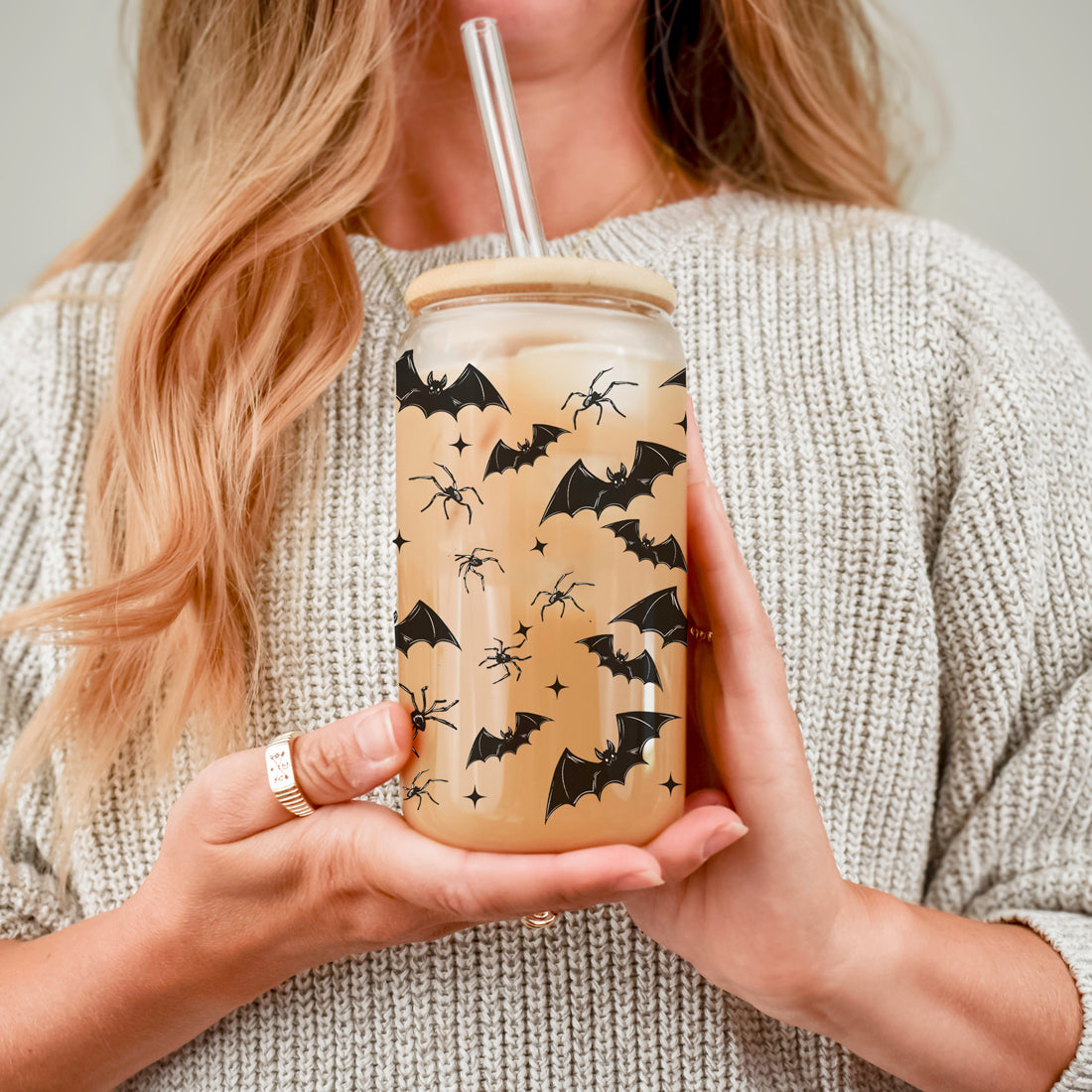 eco friendly halloween set
sustainable bat spider glass
bpa free halloween tumbler
reusable spooky drink set
safe halloween glass cup
quality bat pattern tumbler