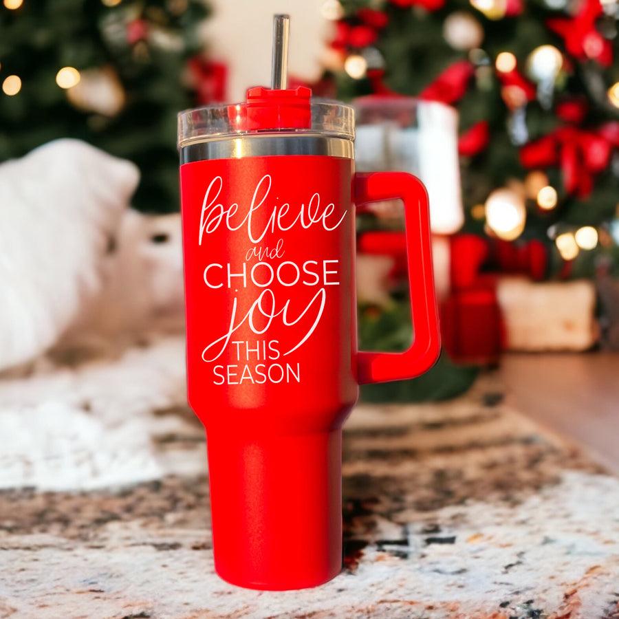 Christmas Water Bottles With Straw, Red
Christmas motivation tumbler 40oz red
Holiday faith tumbler red - believe and choose joy this season Christmas gift
Christmas positivity tumbler 40oz 
Holiday encouragement tumbler red
Christmas uplifting tumbler 40oz