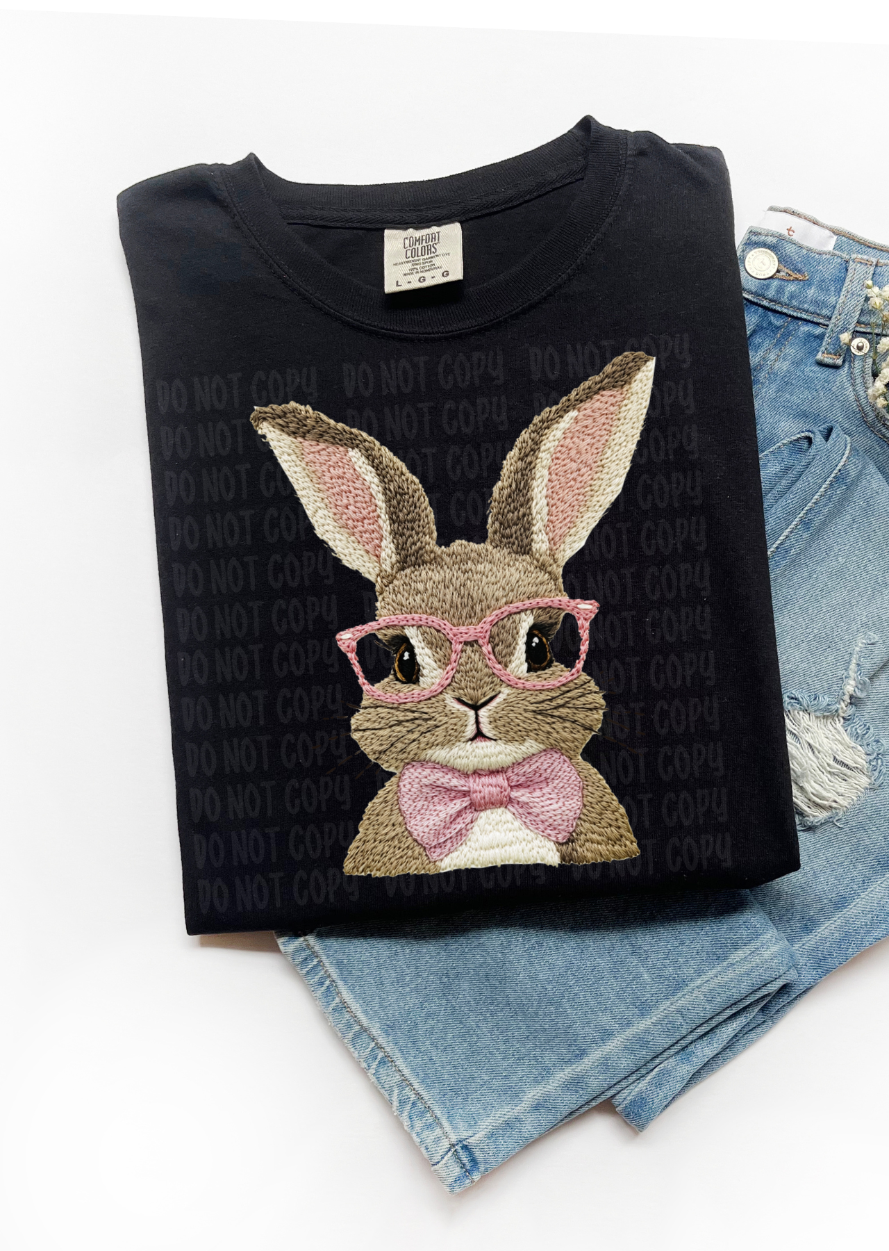 Nerdy Bunny Faux Embroidery Comfort Colors T-Shirt