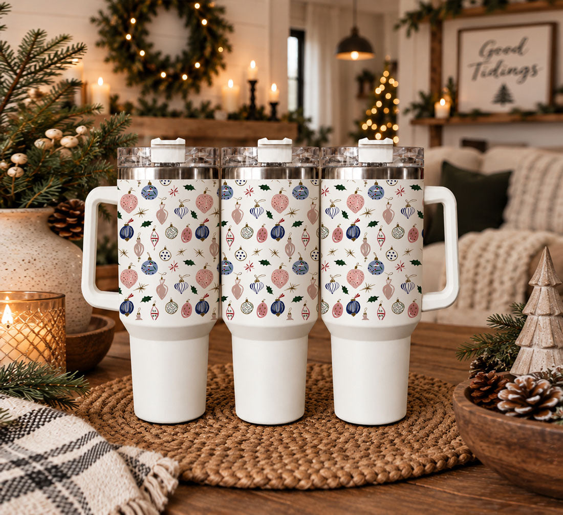 40 ounce holiday tumbler with festive ornaments
Christmas tumbler with blue pink and green design
vintage ornament Christmas cup with handle
pastel Christmas drinkware for women
Christmas gift tumbler for mom
Christmas tumbler gift for wife
Christmas tumbler gift for girlfriend
Christmas tumbler gift for teacher
Christmas tumbler gift for coworker
Secret Santa Christmas tumbler gift
holiday hostess gift tumbler
Christmas gift for tumbler lover
Christmas gift for women who love pastel decor