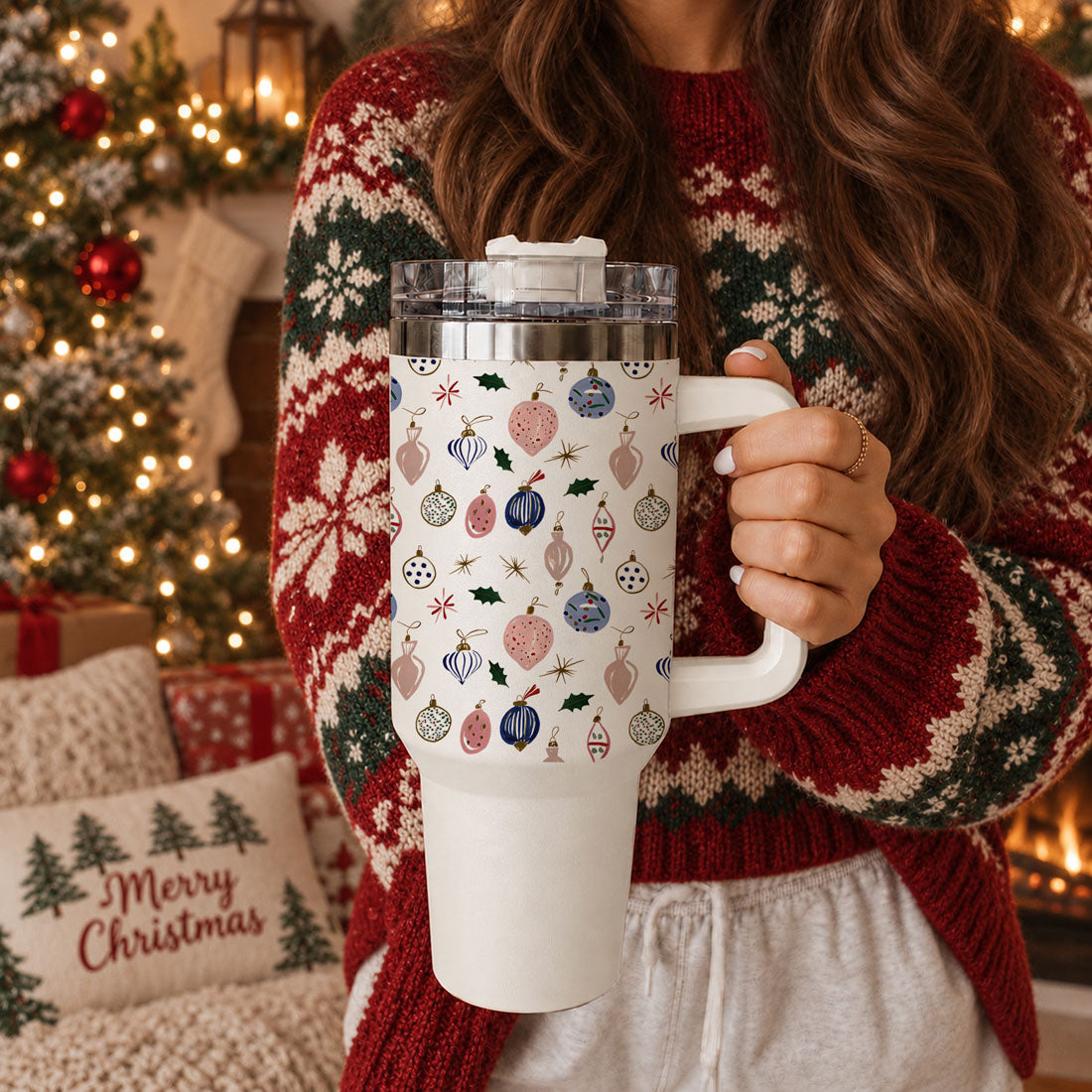 holiday tumbler with cozy Christmas decor
Christmas tumbler with wreath and tree background
festive tumbler in modern farmhouse Christmas home
Christmas tumbler in boho farmhouse decor
holiday drinkware photographed with Christmas decorations
blue pink Christmas tumbler product photography
40oz Christmas tumbler product photo
Christmas ornament pattern tumbler close up
vintage holiday design tumbler detail
blue and pink ornament tumbler gift ideas cute and classy