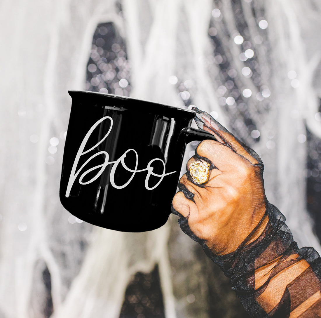 Haunted House Decor BOO Coffee Mug Black Ceramic
Haunted Coffee Break BOO Mug Halloween Theme