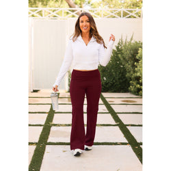 Ready to Ship  | The Maeve - 30"  MAROON Bootcut Leggings with Pockets - Round 2