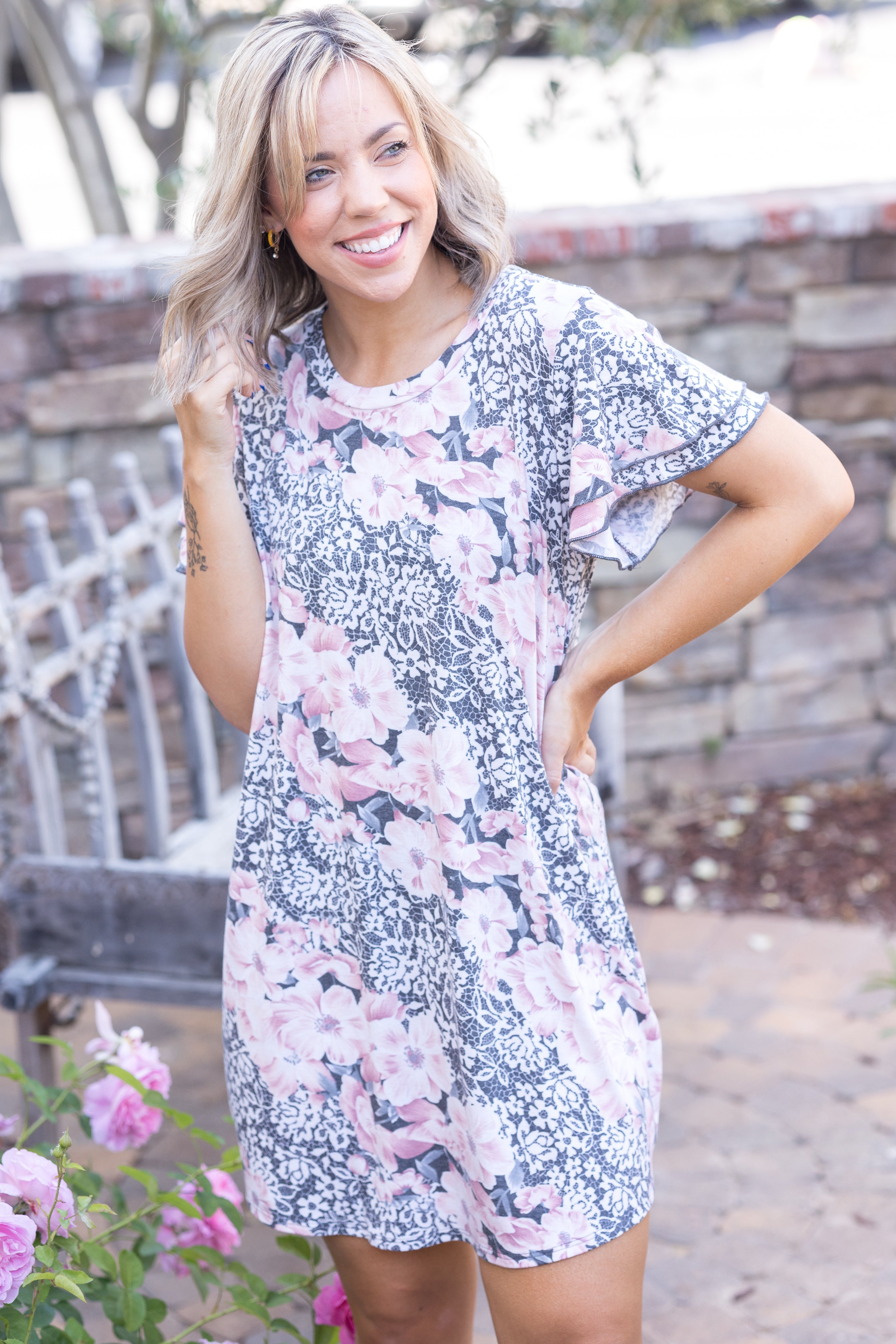 Lacy Floral Swing Dress