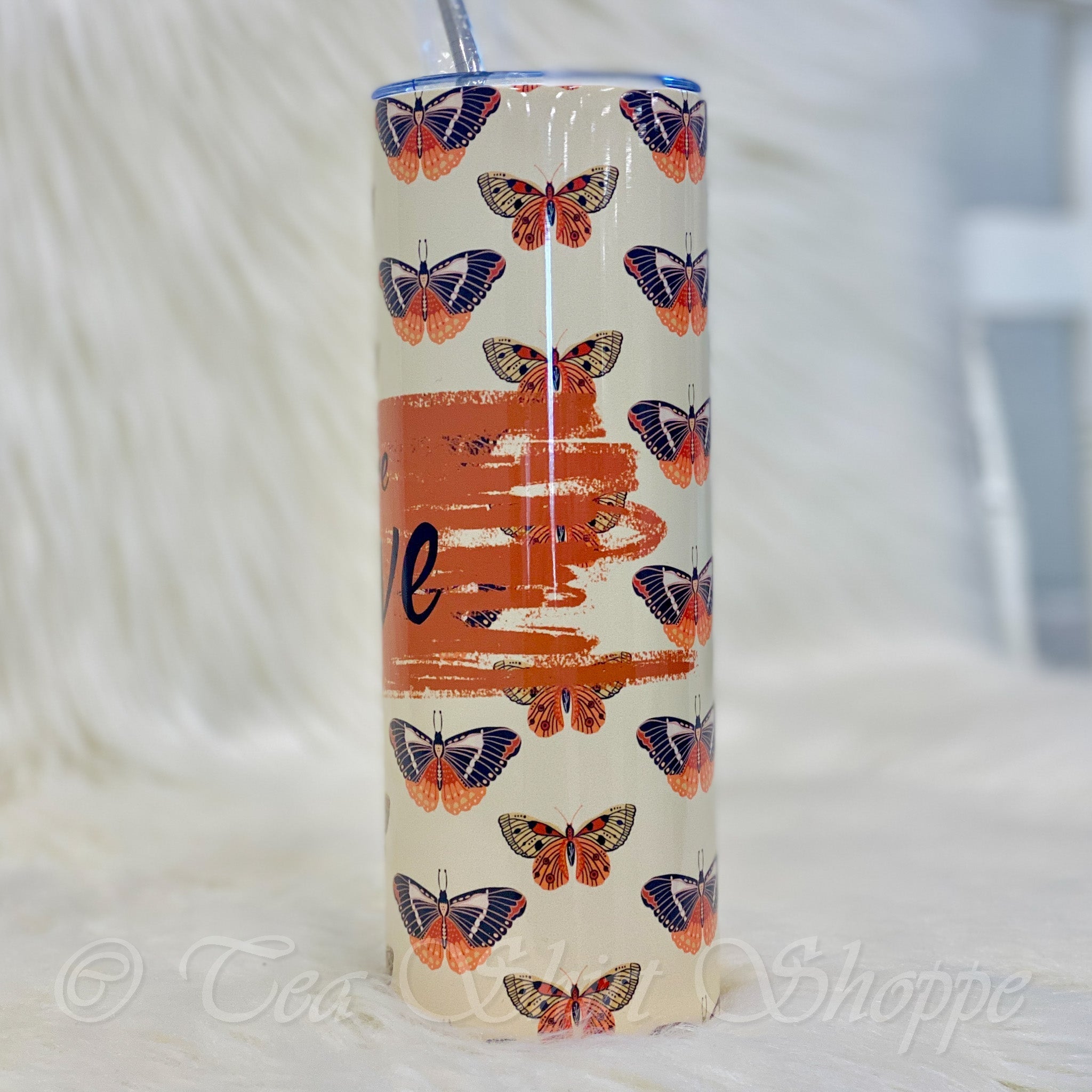 side view of 20oz butterfly tumbler