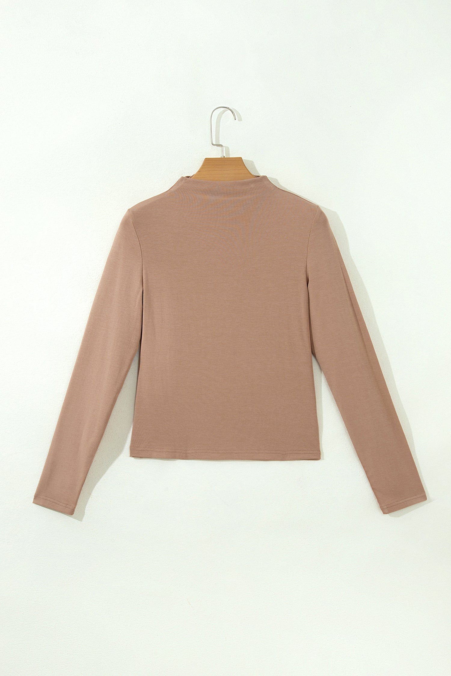 Solid Ribbed Knit Mock Neck Long Sleeve Top