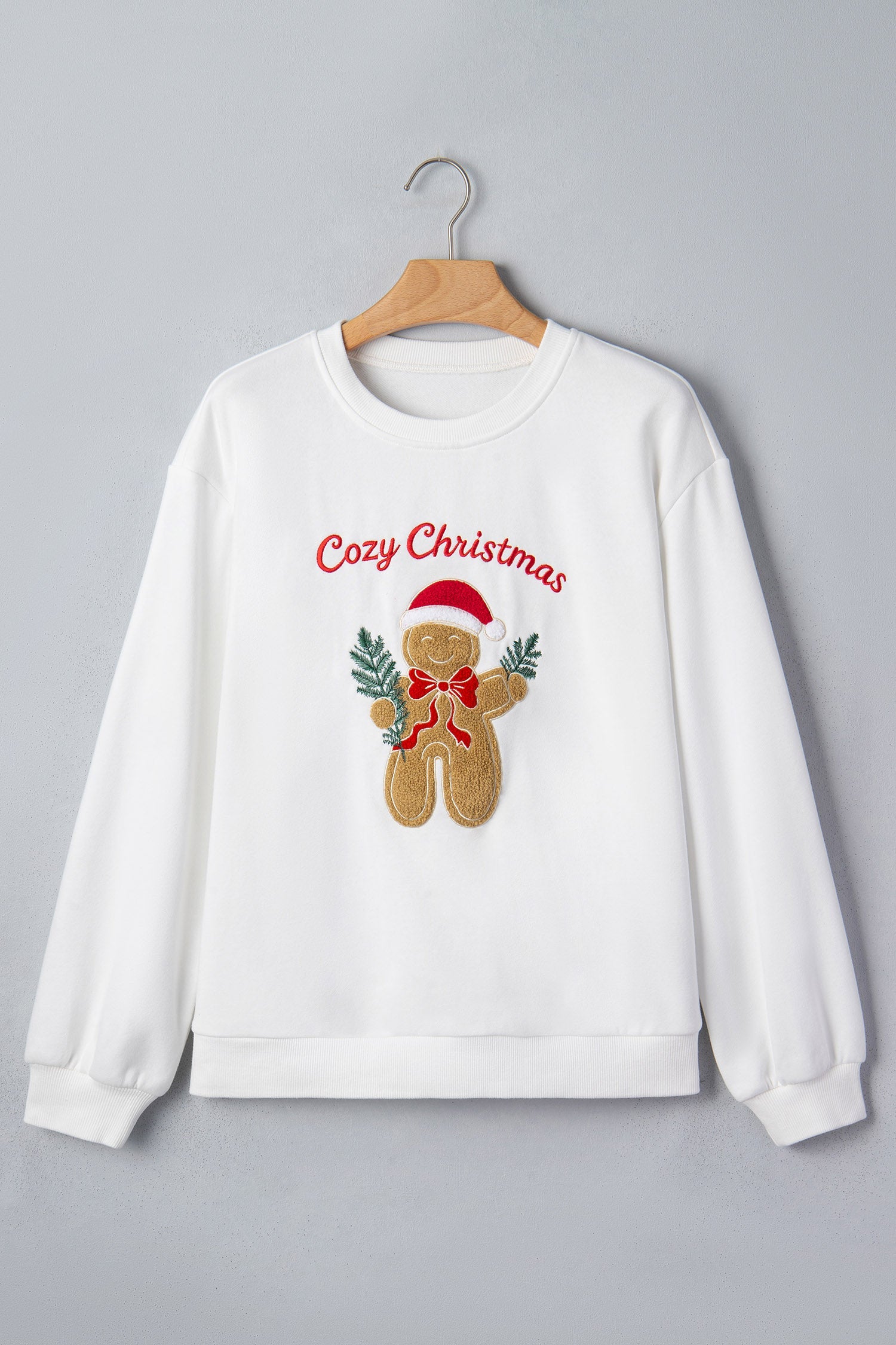 Cozy Christmas Gingerbread Embroidered Sweatshirt
