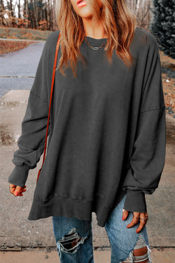 Early Access - Dropped Shoulder Round Neck Long Sleeve Blouse