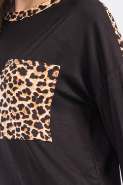 Celeste Full Size Leopard Round Neck Dropped Shoulder T-Shirt