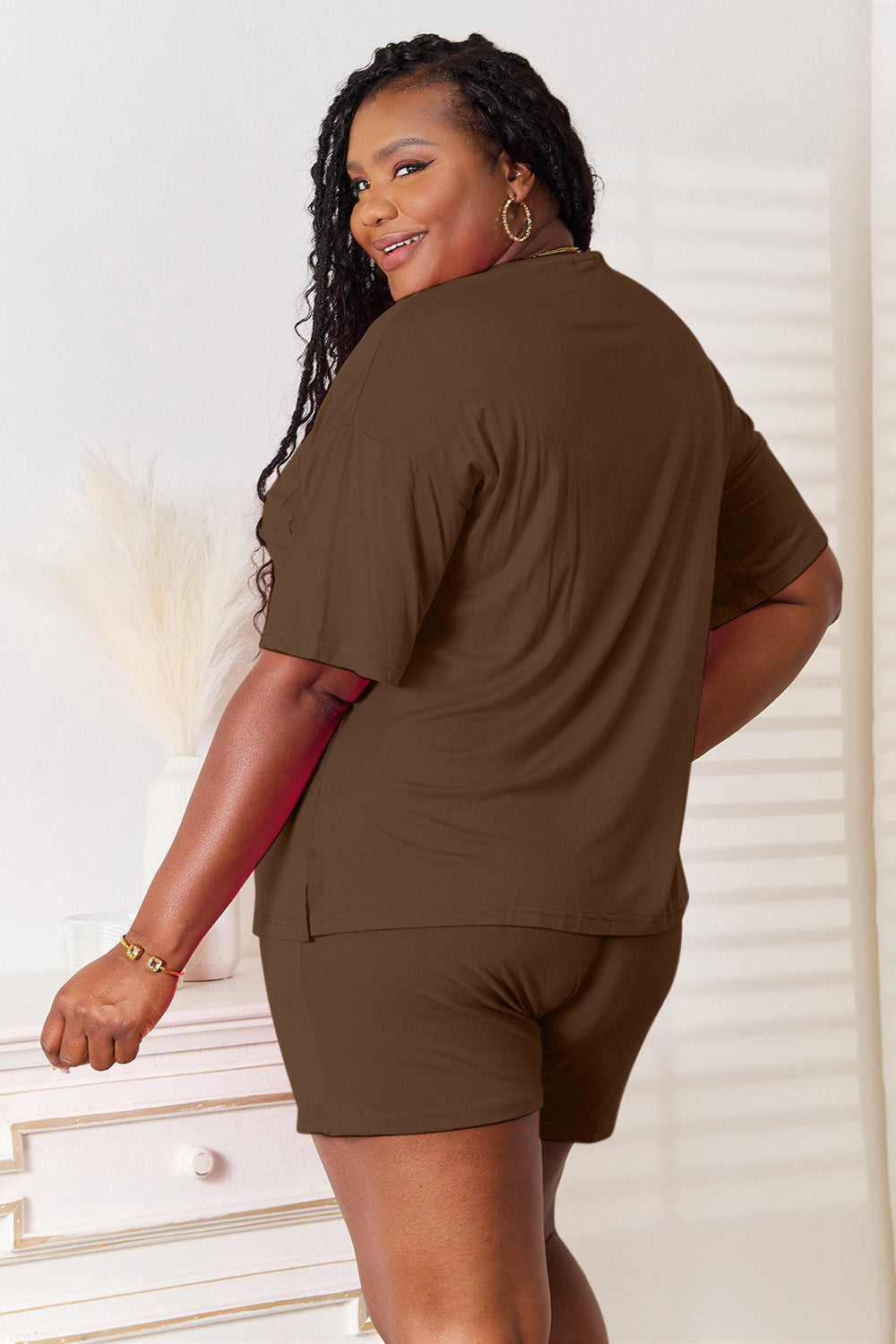 Basic Bae Full Size Soft Rayon Half Sleeve Top and Shorts Set