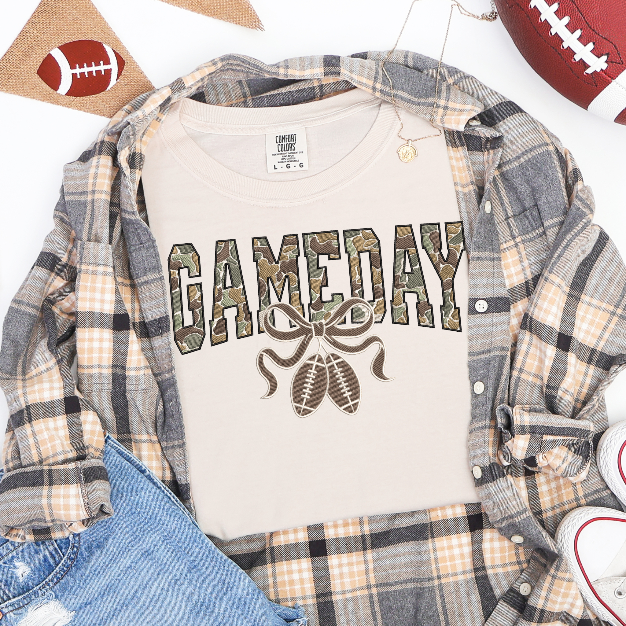 Camo Game Day Coquette Bow Tee