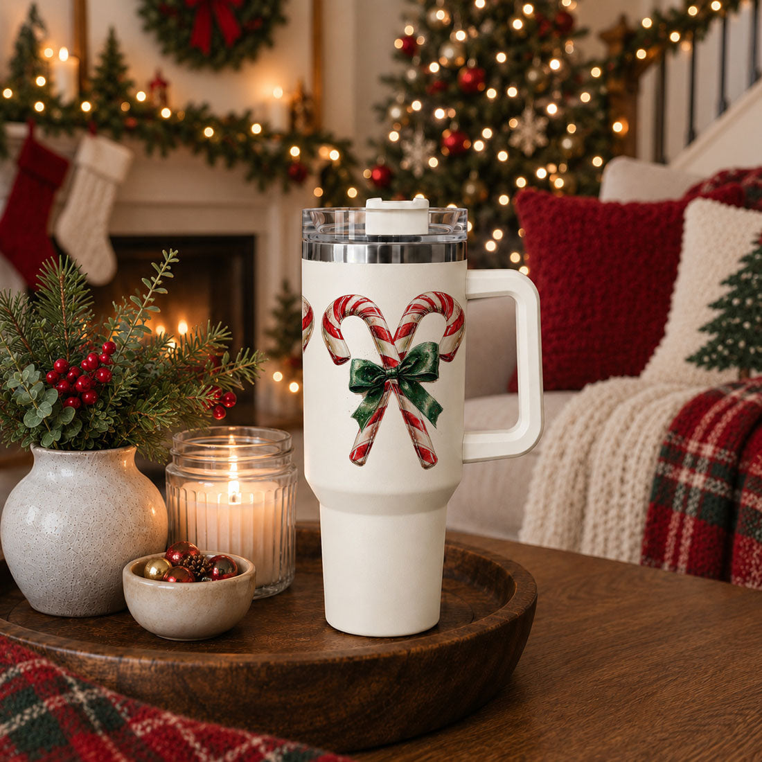 Christmas tumbler full wrap pattern
candy cane and mistletoe wrap tumbler
40oz holiday tumbler wrap design
Christmas tumbler shown from multiple angles
three views of candy cane Christmas tumbler
candy cane tumbler front and side views
full candy cane holiday design tumbler
candy cane Christmas pattern product image
detailed vintage candy cane Christmas design
traditional Christmas candy cane pattern tumbler
red green holiday wraparound tumbler
festive candy cane and bow pattern tumbler
Christmas tumbler wi