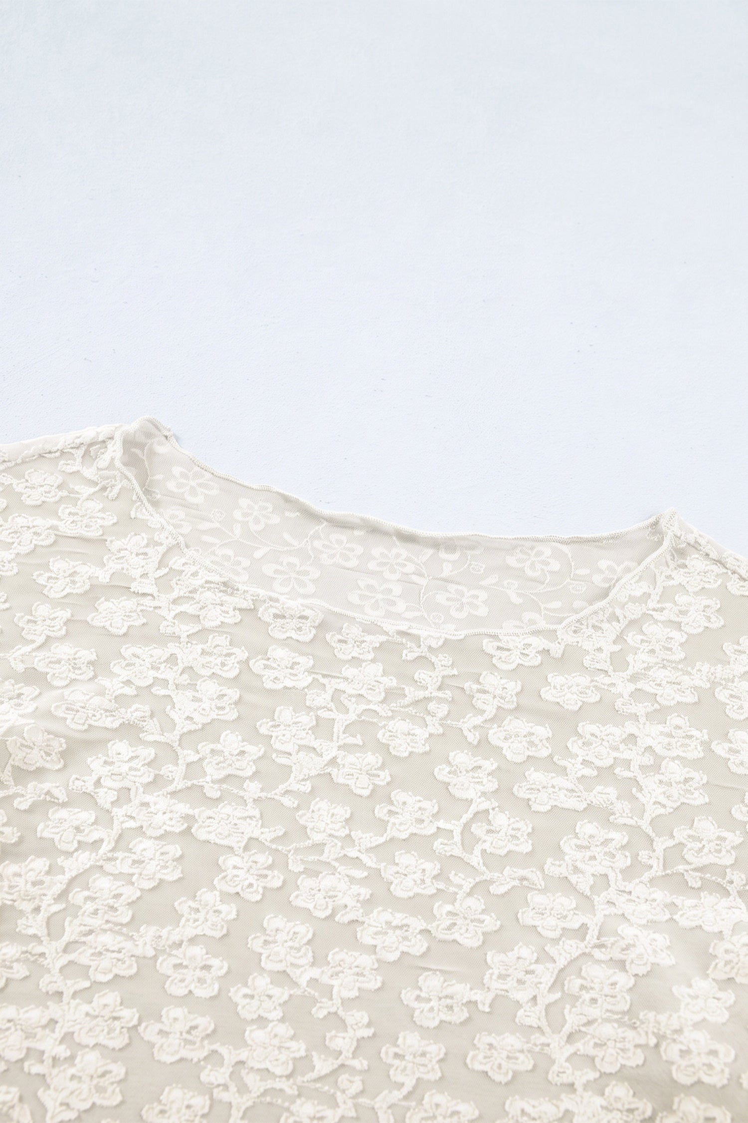 Solid Floral Textured Knit Long Sleeve Top