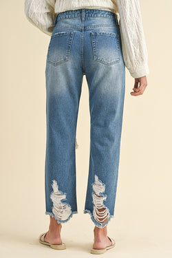 Annie Wear Distressed Raw Hem Cropped Jeans