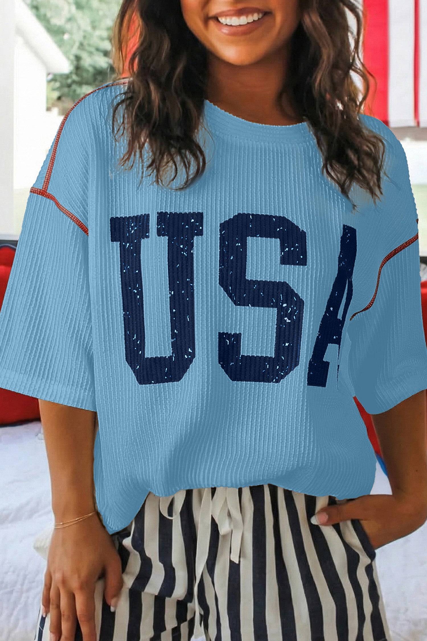 Red USA Ribbed Top WTW