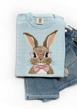 Nerdy Bunny Faux Embroidery Comfort Colors T-Shirt