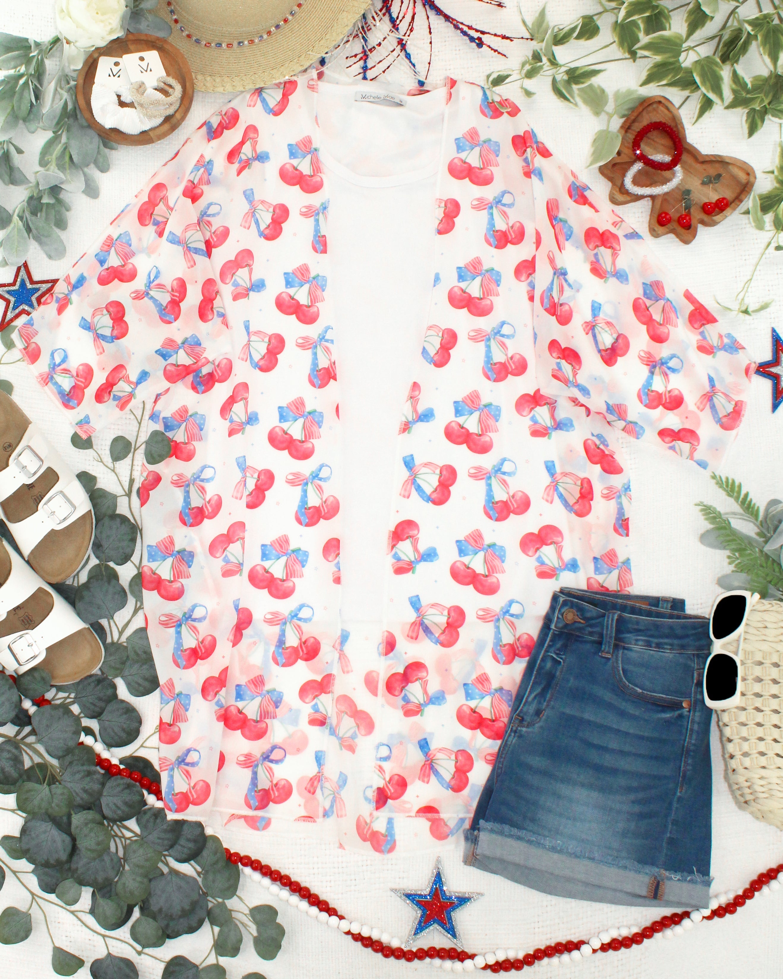 Patriotic Cherries Kimono