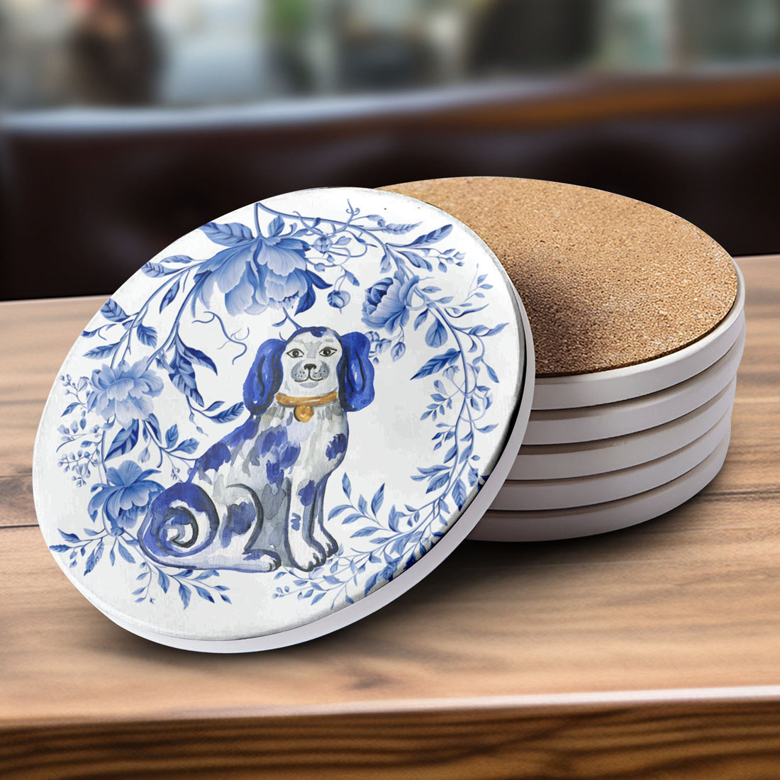 mix match ceramic coasters Chinoiserie blue white pattern ginger jar blue willow Staffordshire dogs luxury cork back
ceramic coaster collection Chinoiserie 8 styles blue white porcelain ginger jar blue willow Staffordshire dog cork backing