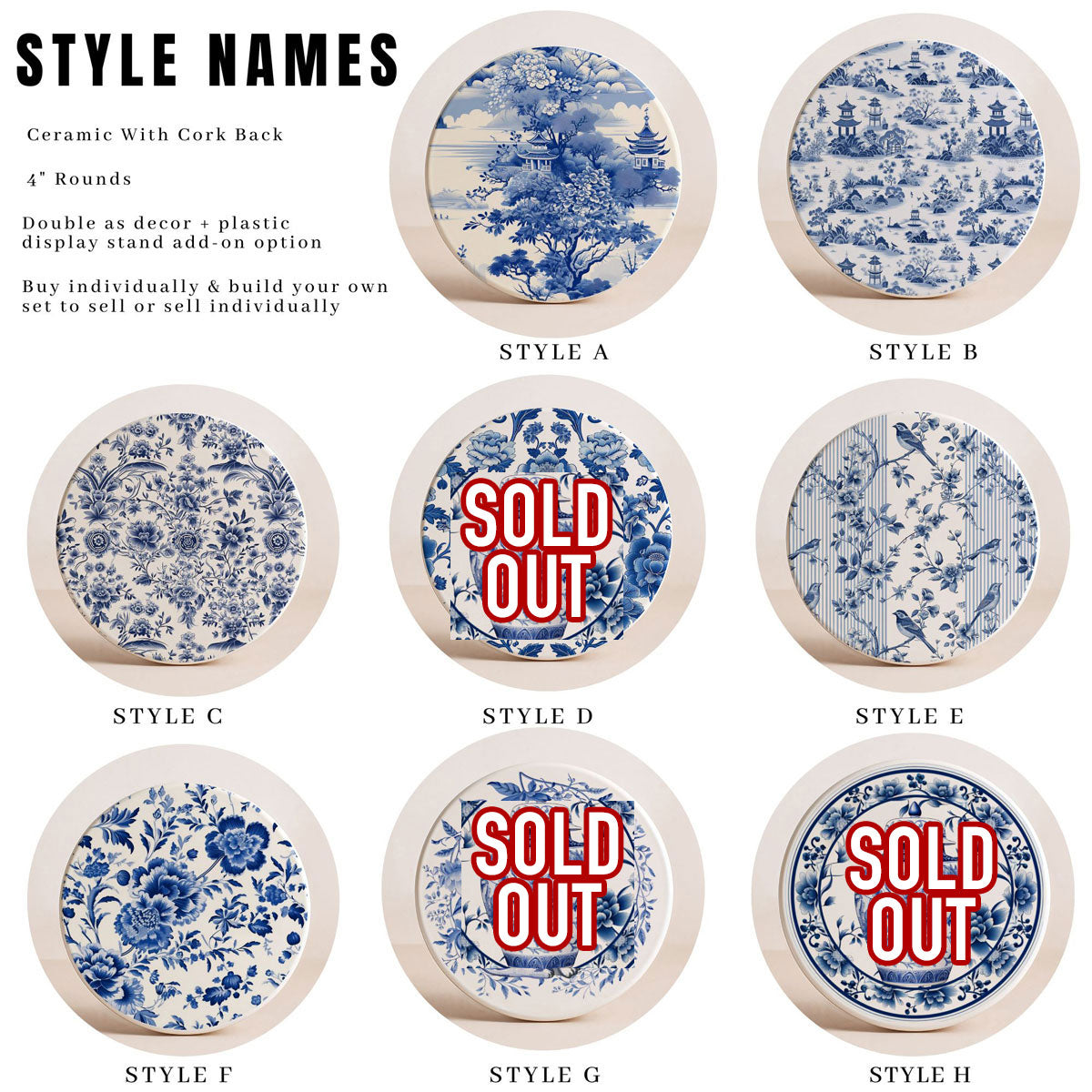 Chinoiserie Ceramic Coasters