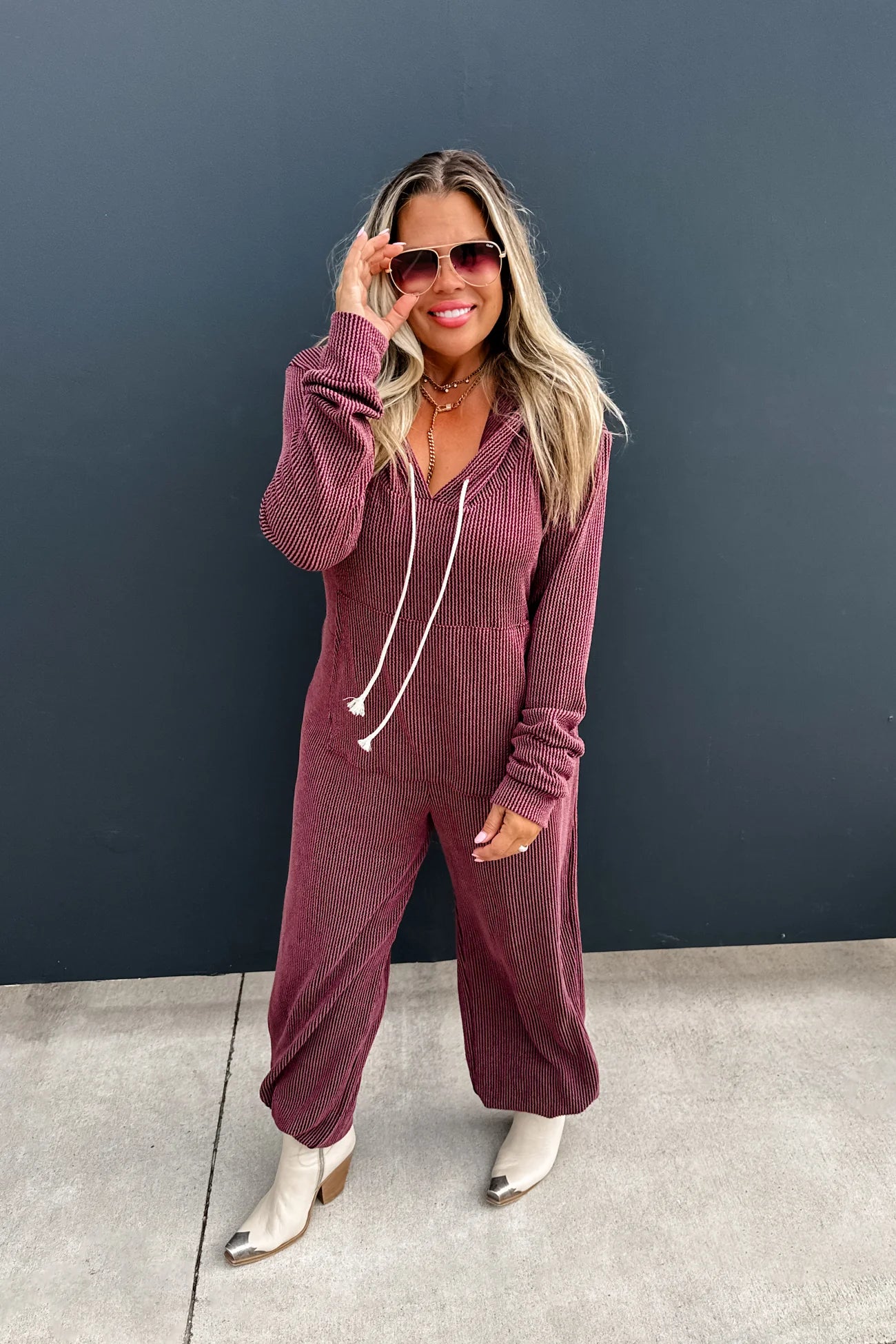 PREORDER- RIBBED HAYDEN HOODIE JUMPSUIT