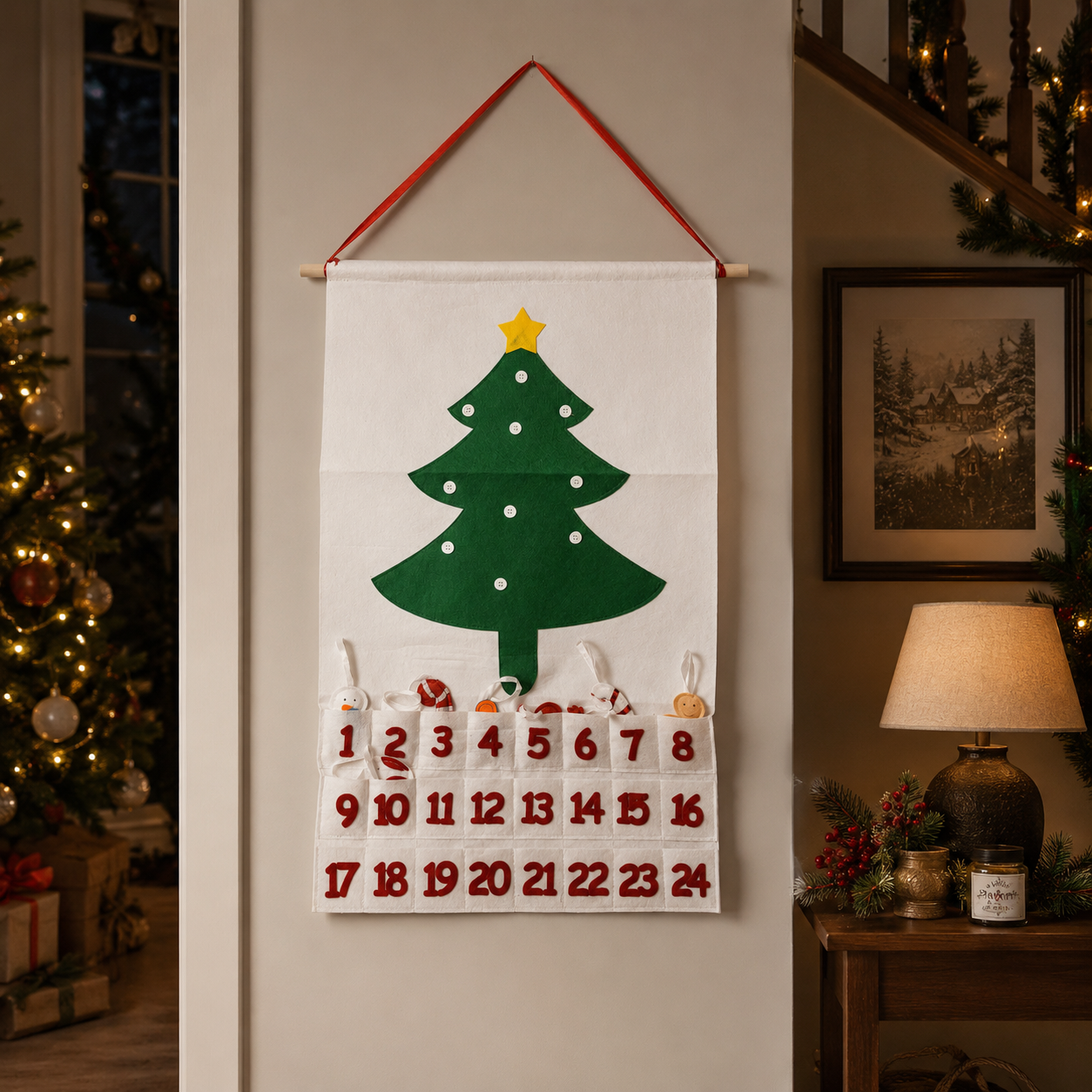 Christmas countdown tree for children
handmade Christmas countdown tree
traditional Christmas tree calendar
wall mounted Christmas tree countdown
soft Christmas tree wall decor
fabric tree holiday decoration
felt tree family Christmas activity
handmade plush ornament Advent calendar
Advent calendar with handmade ornaments
felt calendar with plush ornaments
fabric Advent calendar with ornament set
Christmas countdown with handmade ornament set
Advent calendar optional ornament set
Advent calendar with add on