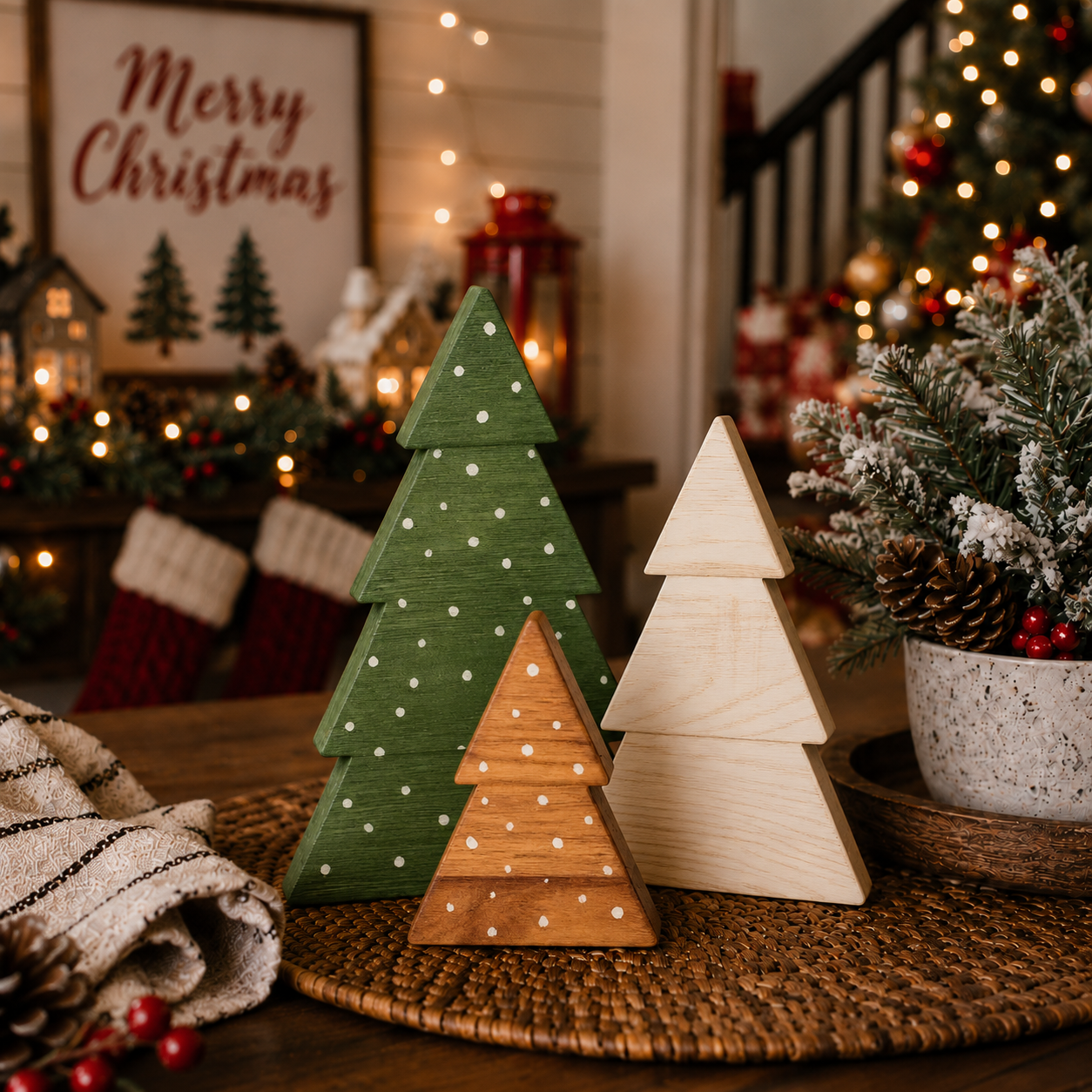 Rustic holiday décor gift for newlyweds
Christmas gift for a sister who loves home decorating
Decorative wooden trees for a mother-in-law Christmas gift
Holiday gift for someone who loves rustic décor
Christmas gift for the person who has everything
Wooden tabletop decorations for a holiday exchange gift
Boxwood Christmas tree gift for a coworker
Small Christmas décor gift for an office holiday exchange
Wooden holiday tree set for a thoughtful thank-you gift
Christmas decorating gift for parents and grandpa