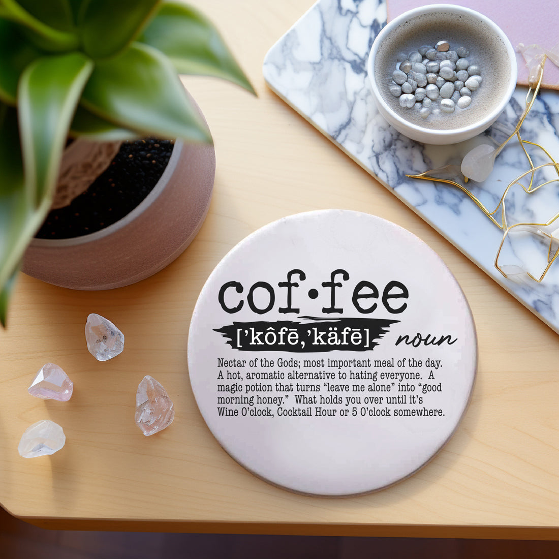 Coffee definition funny coaster
Housewarming bar cart coaster gift
Wedding shower cocktail definition coasters