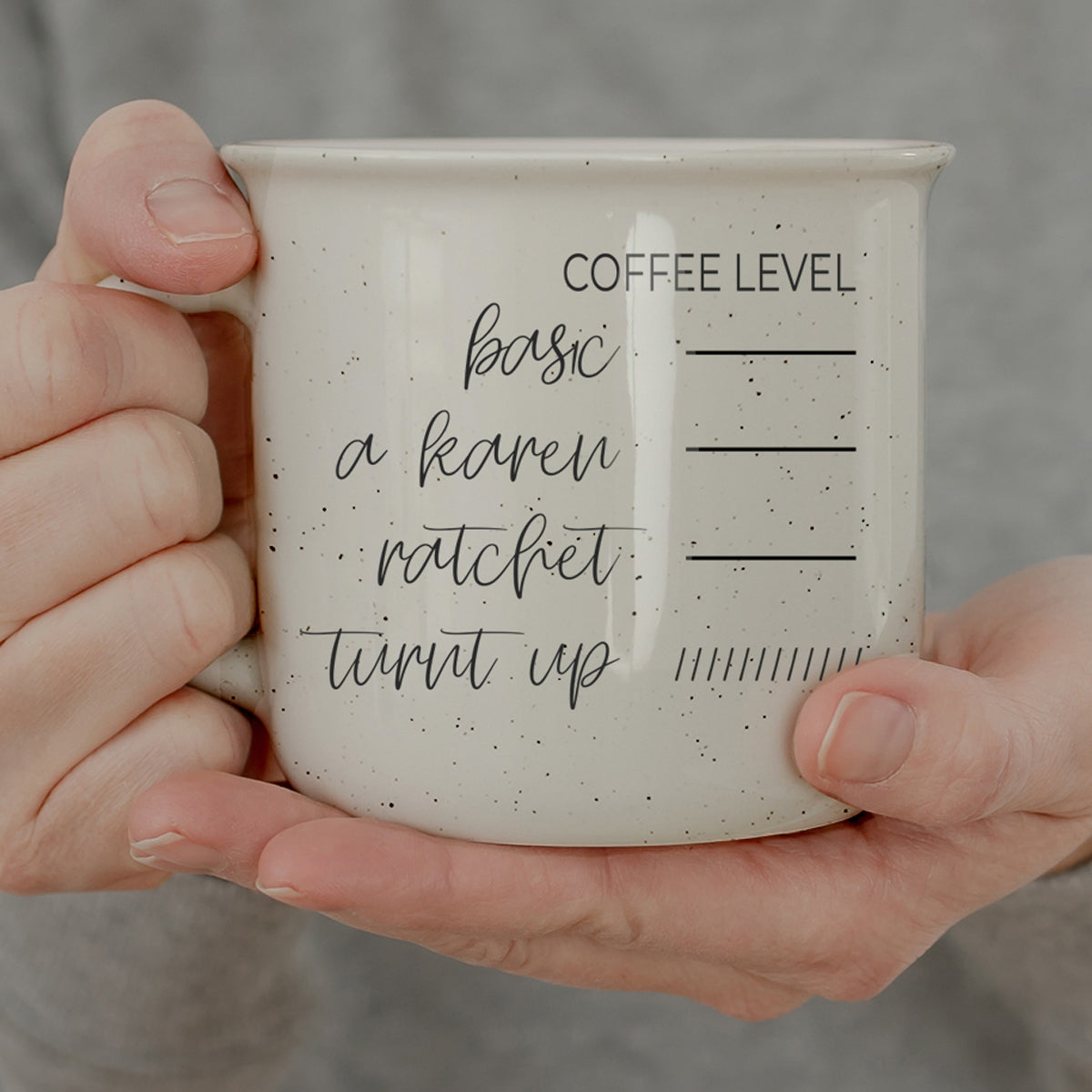 Coffee level measurement ceramic mug with funny mood scale