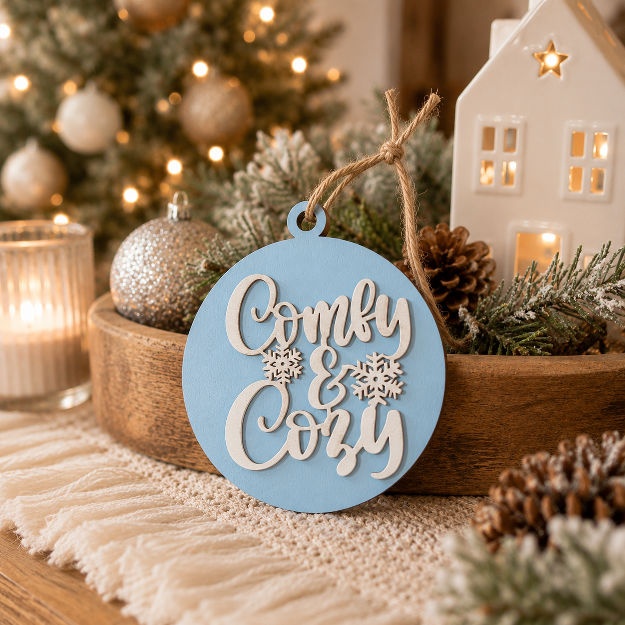 Premium layered wooden Christmas ornament
Precision laser-cut craftsmanship
Raised 3D lettering
Lightweight and durable
Rustic farmhouse Christmas décor
Modern holiday ornament
Available in multiple festive colors
Easy to hang
Beautiful keepsake ornament
Designed for years of holiday decorating