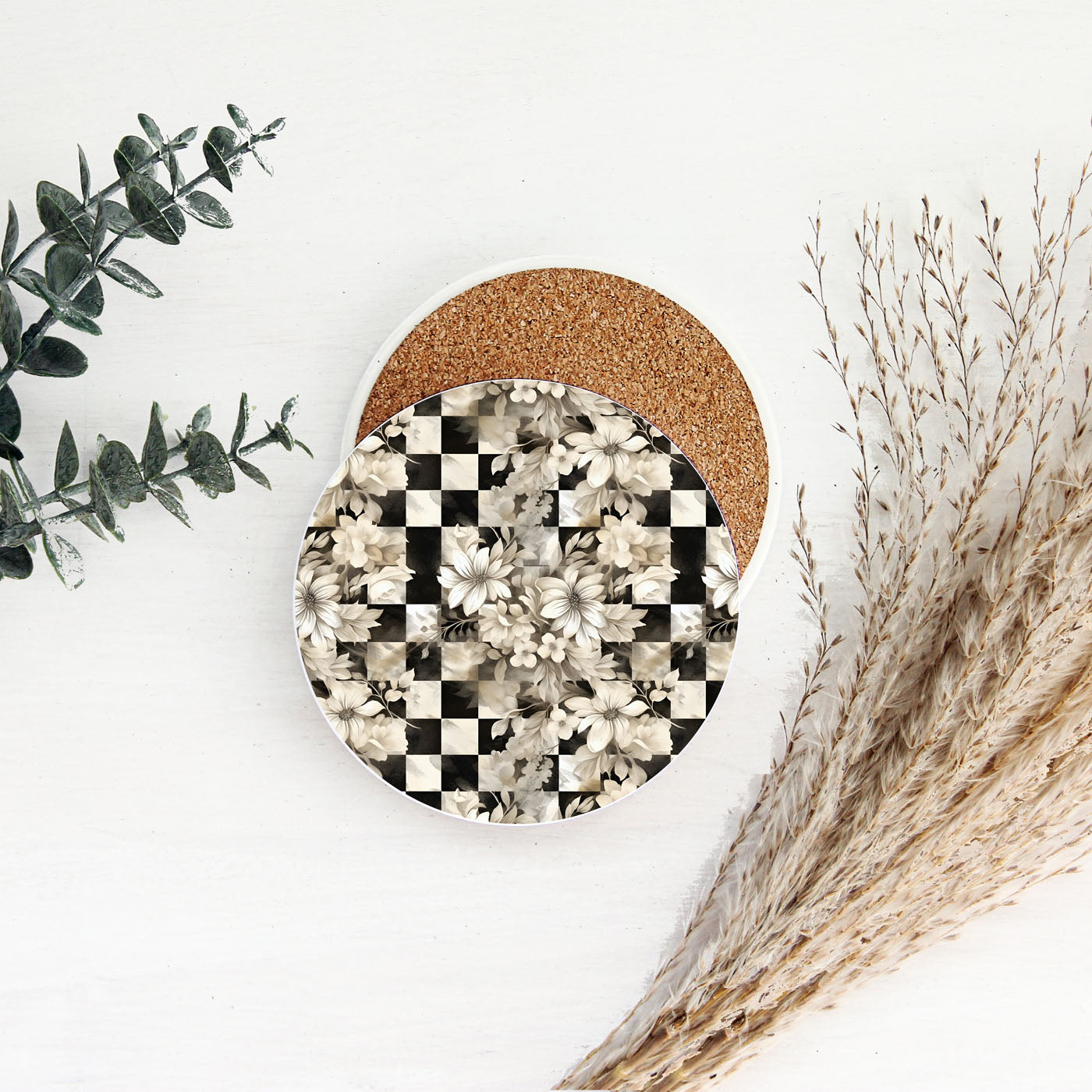 Bar cart luxury black and white coasters
Kitchen counter courtly check accessories