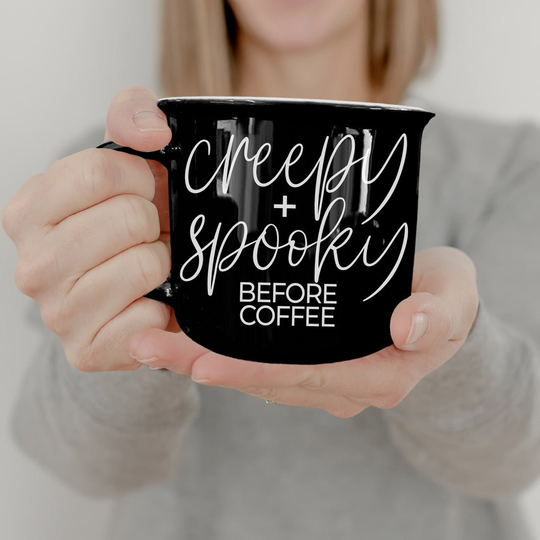 Creepy and Spooky Before Coffee Black Ceramic Mug 14.5oz Halloween Coffee Cup
Gothic Coffee Cup Set Creepy and Spooky Design