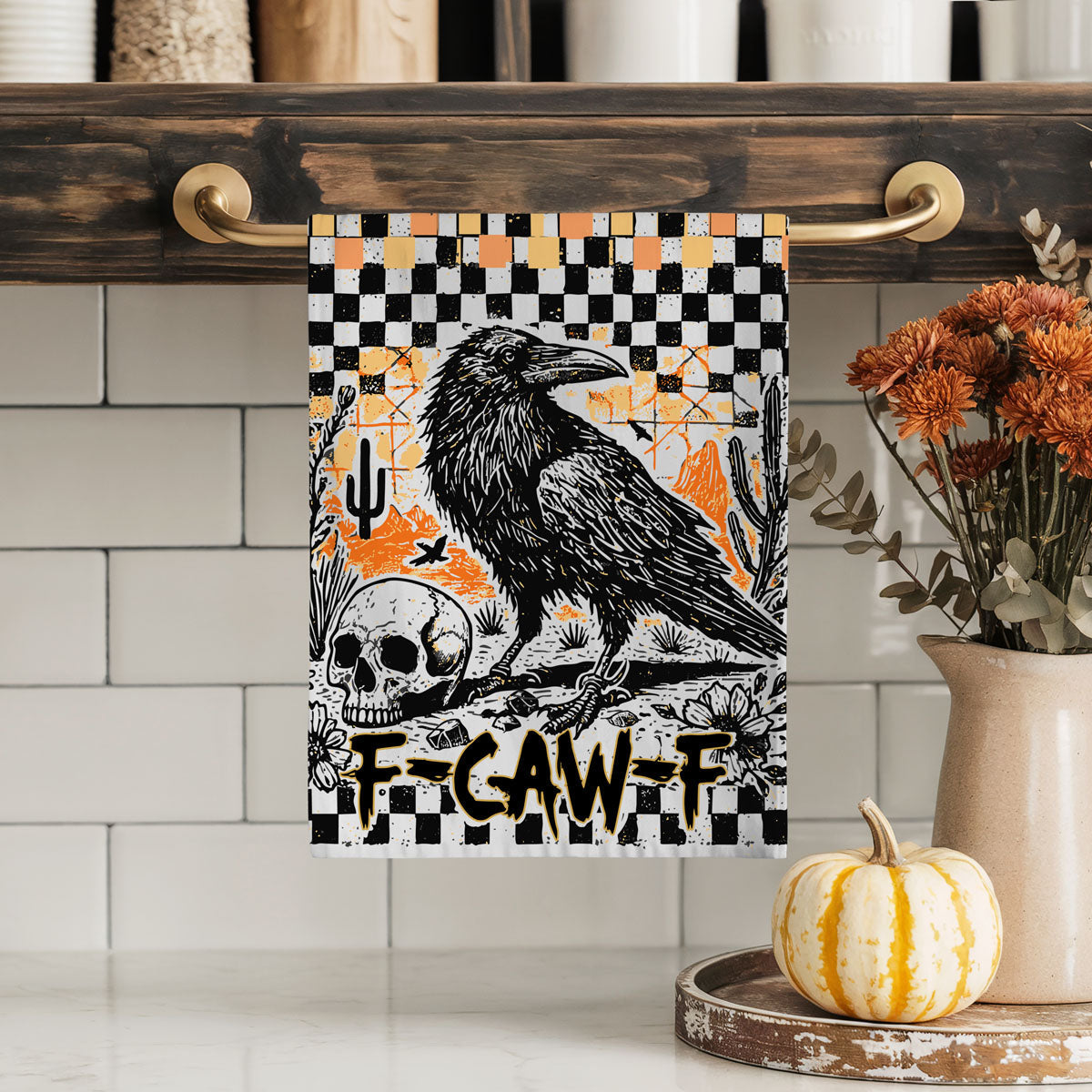 funny fall gift sarcastic halloween crow towel
unique halloween home decor gothic crow hand towel
halloween raven towel for witchy kitchen decor
skull and crow halloween dish towel spooky vibes
pumpkin spice season goth halloween kitchen towel