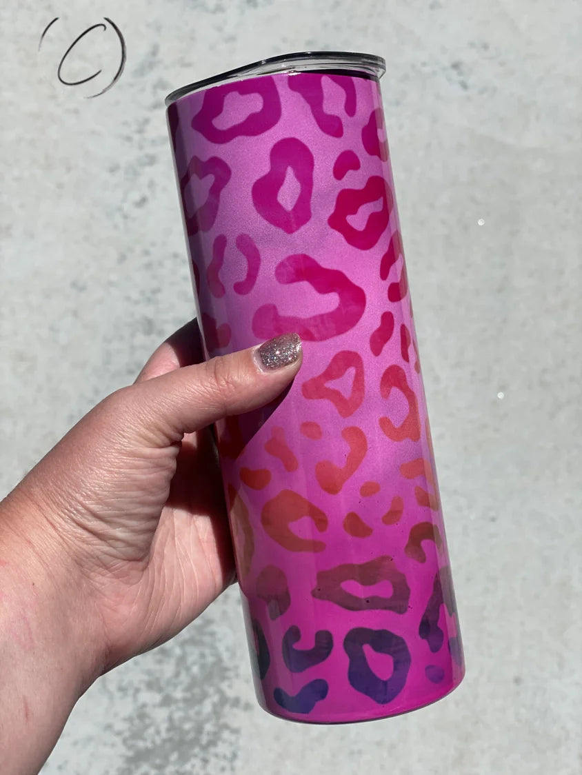 PREORDER: Marbled Ombre Leopard UV Color Changing Skinny Tumbler