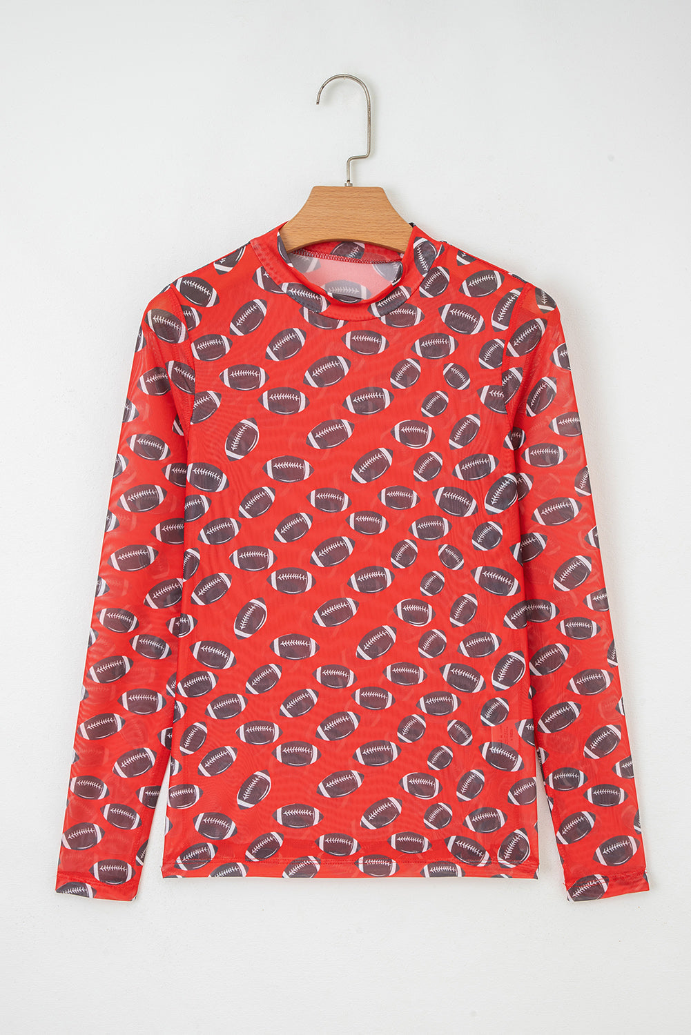 Game Day Football Sheer Mesh Long Sleeve Top