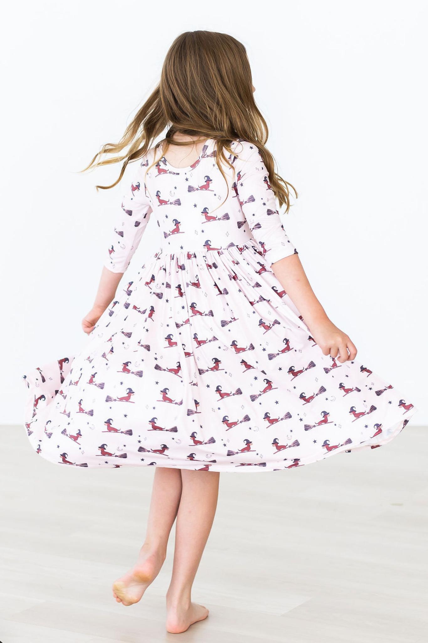 Happy Howl-oween 3/4 Sleeve Pocket Twirl Dress