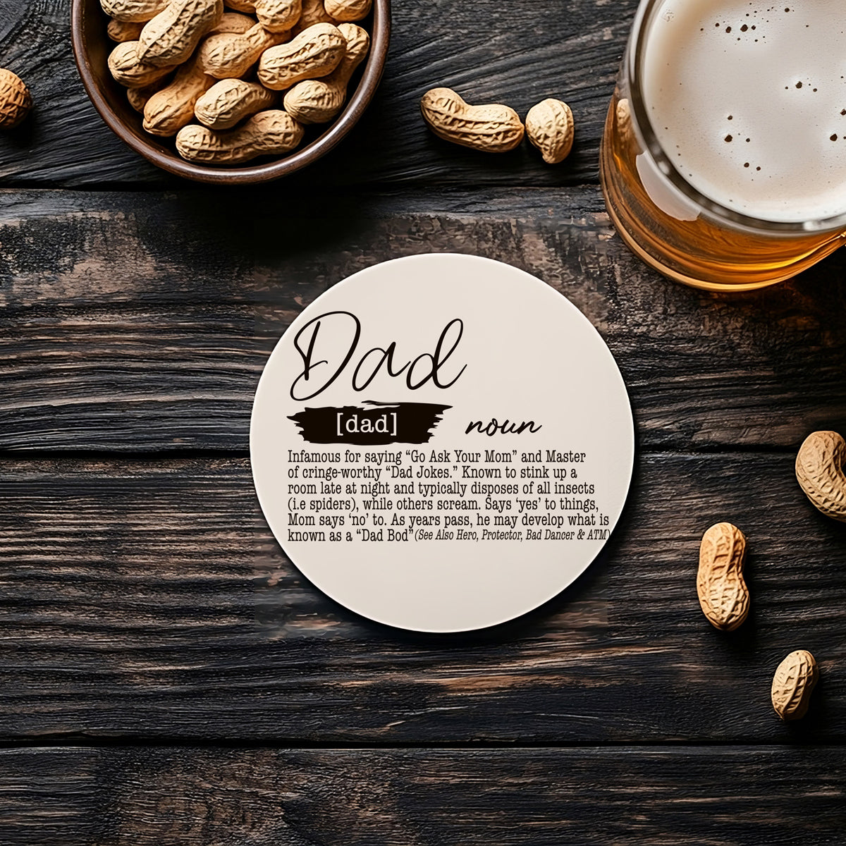 Dad joke coasters
Funny father gifts
Dad definition presents
Father's Day humor
Dad life accessories